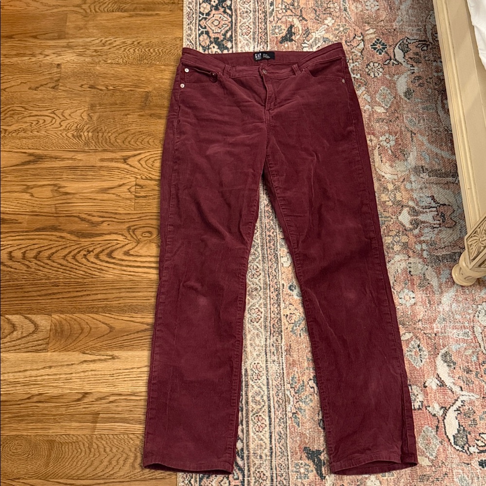 GAP Burgundy Corduroy Trousers (Classic Straight)